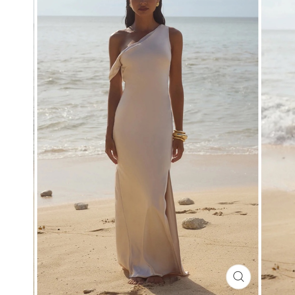 Runaway the Label Gia Maxi Dress Ivory XS One-Shoulder